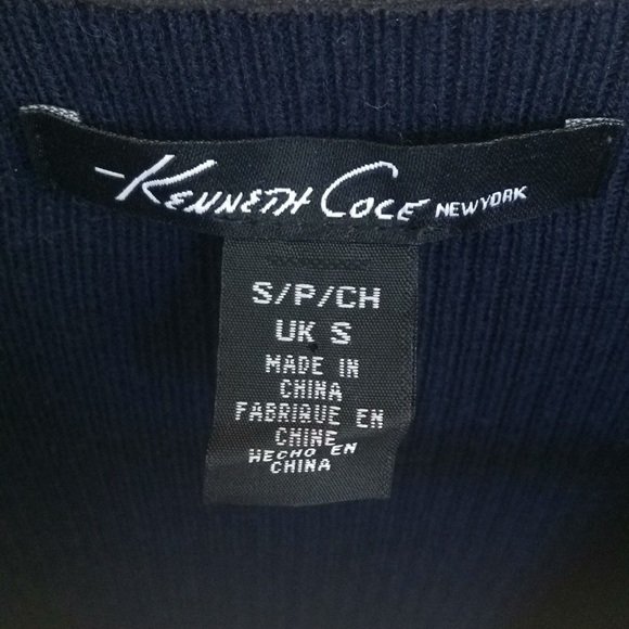 Kenneth Cole Navy Drape Cardigan w/Trim - Picture 2 of 6